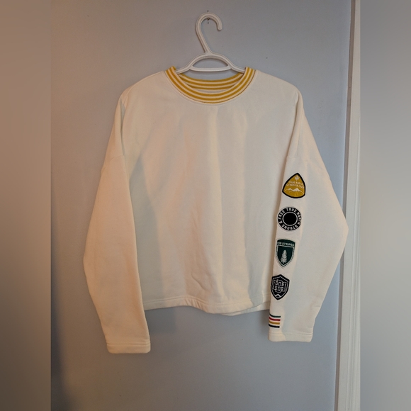 HB STRIPES Patch Sleeve Sweatshirt | Women’s M | Sporty Heritage - Picture 2 of 6